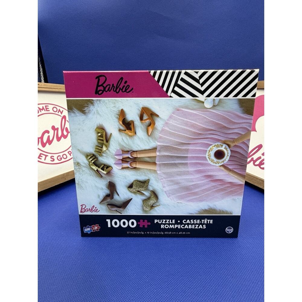 Barbie 1000 piece puzzle "barbie shoes w/Barbie in pink skirt with tea cup"